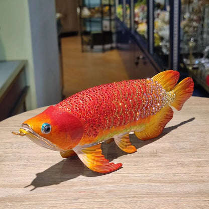 2023 NEW Geomantic omen Home Company business Decorative bring wealth money GOOD LUCK gold Dragon Arowana fish diamond Statue