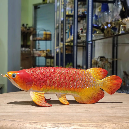 2023 NEW Geomantic omen Home Company business Decorative bring wealth money GOOD LUCK gold Dragon Arowana fish diamond Statue