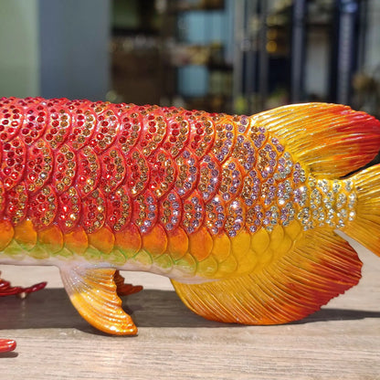 2023 NEW Geomantic omen Home Company business Decorative bring wealth money GOOD LUCK gold Dragon Arowana fish diamond Statue