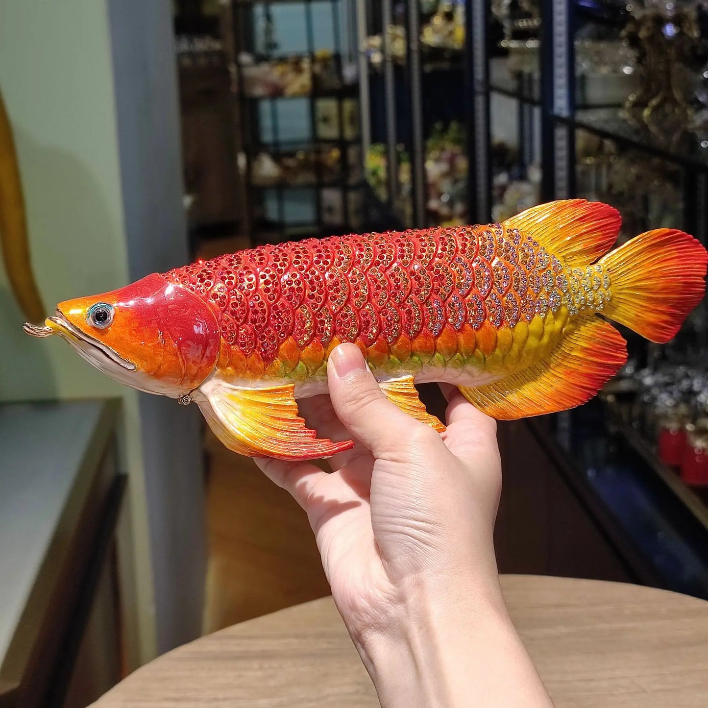 2023 NEW Geomantic omen Home Company business Decorative bring wealth money GOOD LUCK gold Dragon Arowana fish diamond Statue