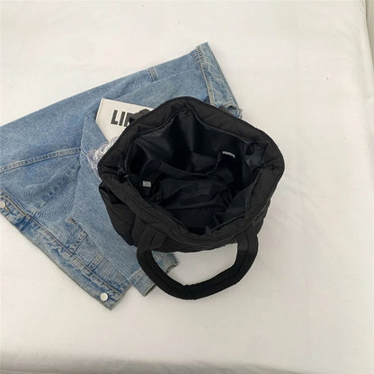 2023 NEW Quilted Shoulde Bag Solid Color Tote Puffer Bag Large Capacity Shopping Bag Handbag for Girl Women Nylon Bag