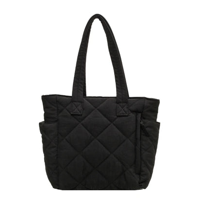 2023 NEW Quilted Shoulde Bag Solid Color Tote Puffer Bag Large Capacity Shopping Bag Handbag for Girl Women Nylon Bag