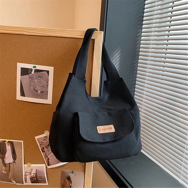 2023 NEW Shoulder Bag Canvas Underarm Bag for Girl Women Versatile Armpit Bag Large Capacity Fashion Handbag and Pendant