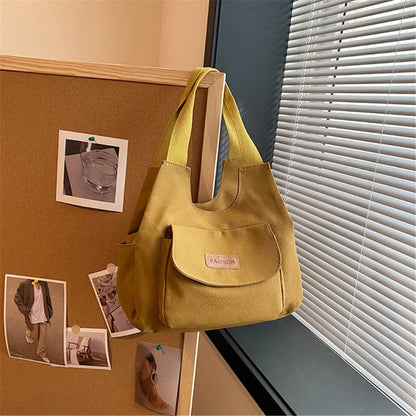 2023 NEW Shoulder Bag Canvas Underarm Bag for Girl Women Versatile Armpit Bag Large Capacity Fashion Handbag and Pendant