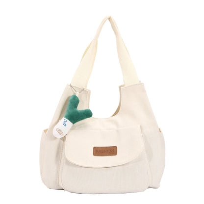 2023 NEW Shoulder Bag Canvas Underarm Bag for Girl Women Versatile Armpit Bag Large Capacity Fashion Handbag and Pendant