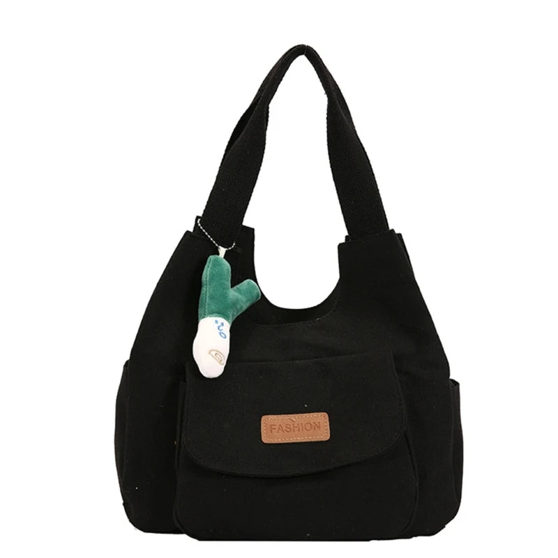 2023 NEW Shoulder Bag Canvas Underarm Bag for Girl Women Versatile Armpit Bag Large Capacity Fashion Handbag and Pendant