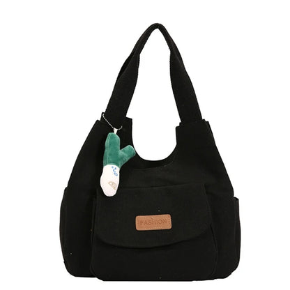 2023 NEW Shoulder Bag Canvas Underarm Bag for Girl Women Versatile Armpit Bag Large Capacity Fashion Handbag and Pendant