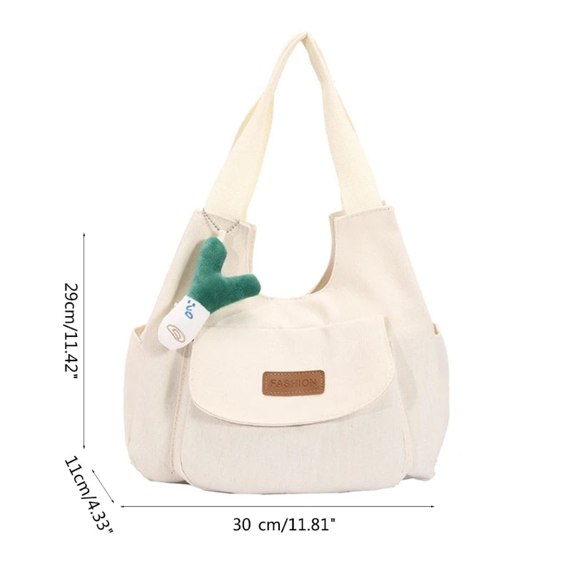 2023 NEW Shoulder Bag Canvas Underarm Bag for Girl Women Versatile Armpit Bag Large Capacity Fashion Handbag and Pendant
