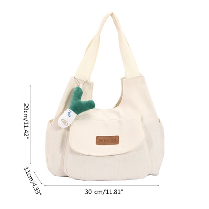 2023 NEW Shoulder Bag Canvas Underarm Bag for Girl Women Versatile Armpit Bag Large Capacity Fashion Handbag and Pendant