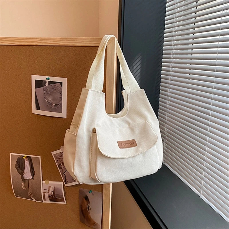 2023 NEW Shoulder Bag Canvas Underarm Bag for Girl Women Versatile Armpit Bag Large Capacity Fashion Handbag and Pendant