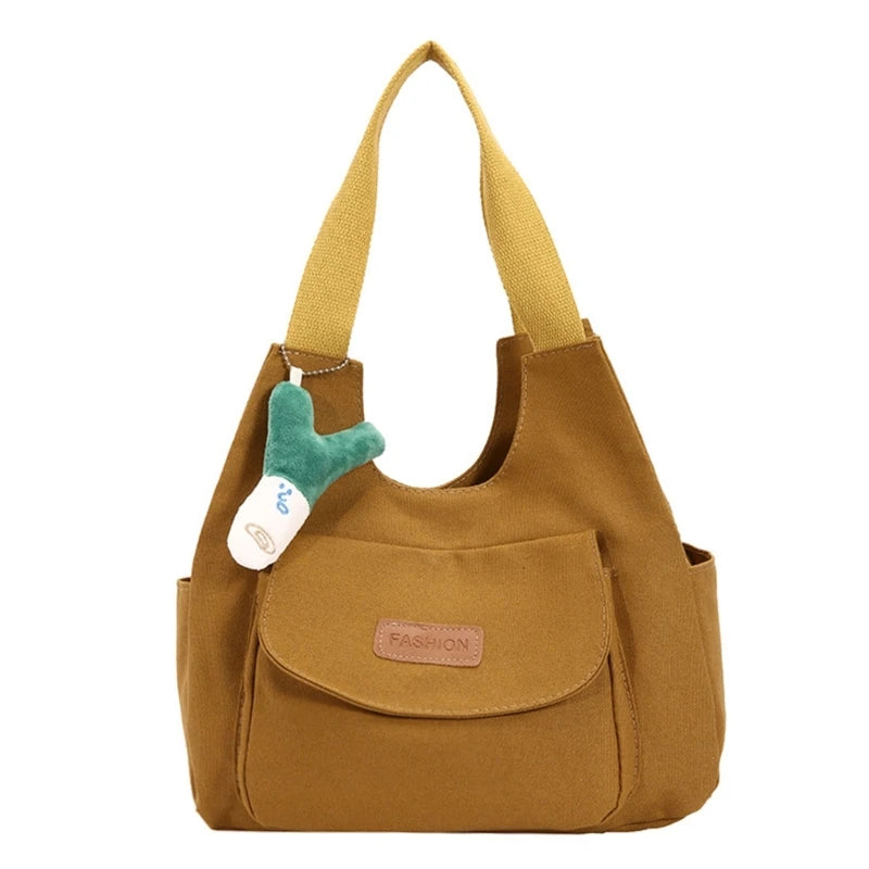 2023 NEW Shoulder Bag Canvas Underarm Bag for Girl Women Versatile Armpit Bag Large Capacity Fashion Handbag and Pendant