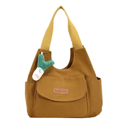2023 NEW Shoulder Bag Canvas Underarm Bag for Girl Women Versatile Armpit Bag Large Capacity Fashion Handbag and Pendant