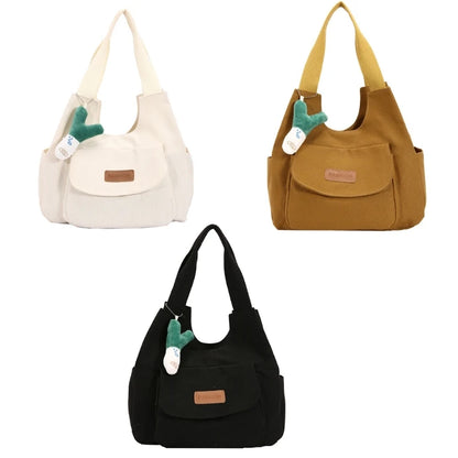 2023 NEW Shoulder Bag Canvas Underarm Bag for Girl Women Versatile Armpit Bag Large Capacity Fashion Handbag and Pendant