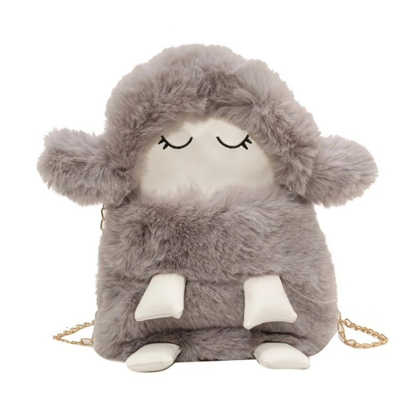 2023 NEW Shoulder Bag Plush Sheep Crossbody Bag Versatile Chain Bag for Women Girl Trendy Cellphone Bag