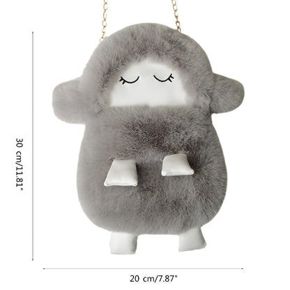 2023 NEW Shoulder Bag Plush Sheep Crossbody Bag Versatile Chain Bag for Women Girl Trendy Cellphone Bag