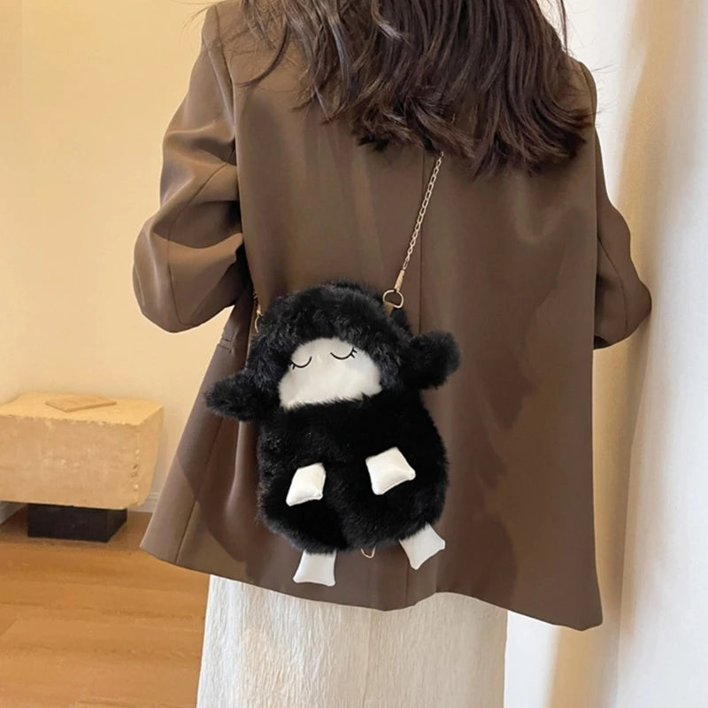 2023 NEW Shoulder Bag Plush Sheep Crossbody Bag Versatile Chain Bag for Women Girl Trendy Cellphone Bag