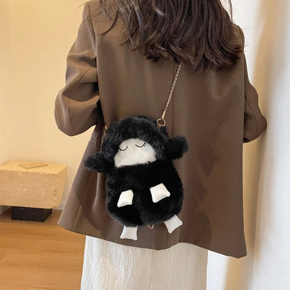 2023 NEW Shoulder Bag Plush Sheep Crossbody Bag Versatile Chain Bag for Women Girl Trendy Cellphone Bag