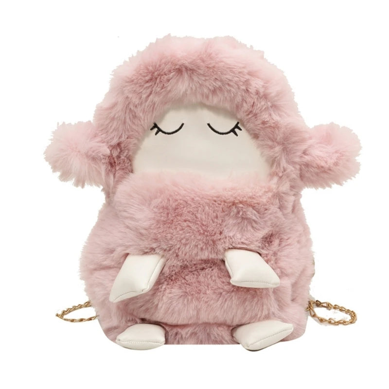 2023 NEW Shoulder Bag Plush Sheep Crossbody Bag Versatile Chain Bag for Women Girl Trendy Cellphone Bag