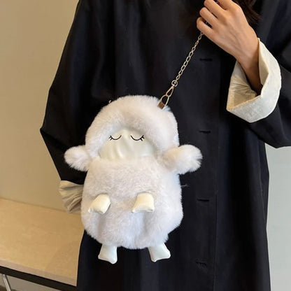 2023 NEW Shoulder Bag Plush Sheep Crossbody Bag Versatile Chain Bag for Women Girl Trendy Cellphone Bag