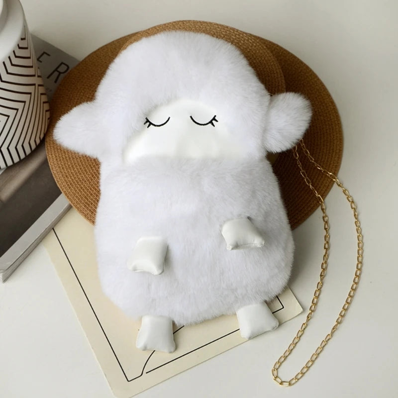 2023 NEW Shoulder Bag Plush Sheep Crossbody Bag Versatile Chain Bag for Women Girl Trendy Cellphone Bag