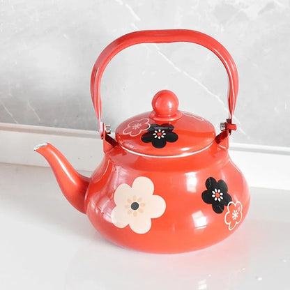 2023 New 1.5L Porcelain Enameled Kettle Small Safflower Enamel Boil Water Kettle For Induction Cooker Gas Furnace Milk Tea Pot