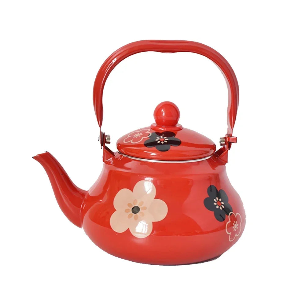 2023 New 1.5L Porcelain Enameled Kettle Small Safflower Enamel Boil Water Kettle For Induction Cooker Gas Furnace Milk Tea Pot