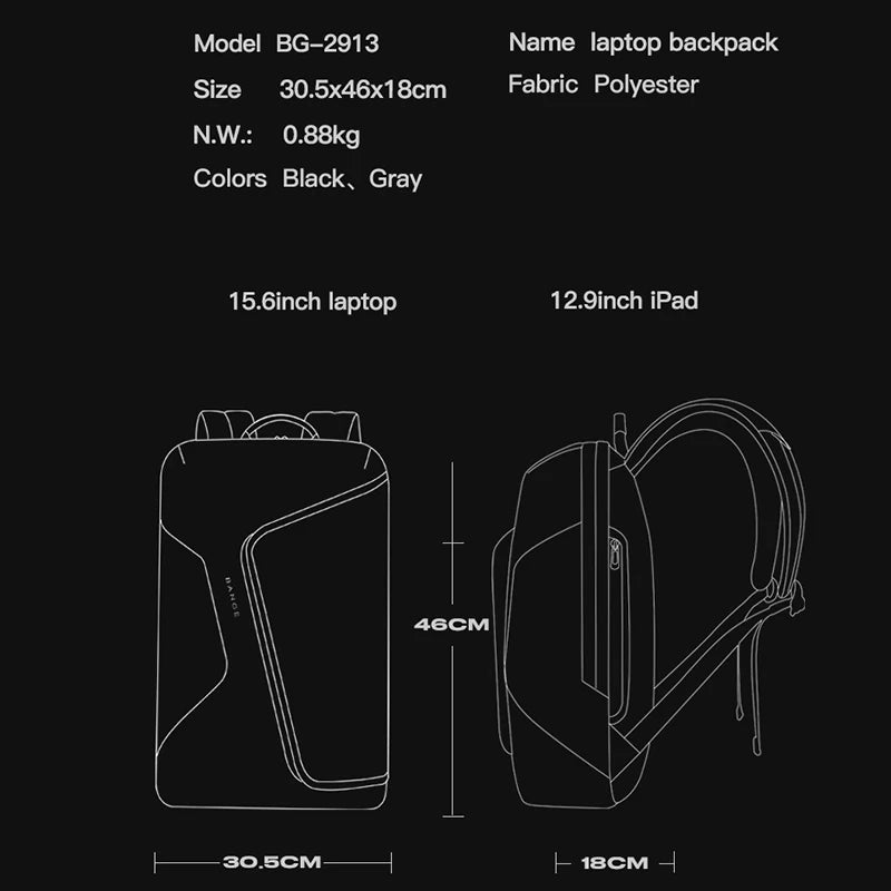 2023 New Business Backpack Men Fashion 15.6 in Laptop Backpack Work Man Bag Unisex Black Travel Male Backpack Mochila Waterproof