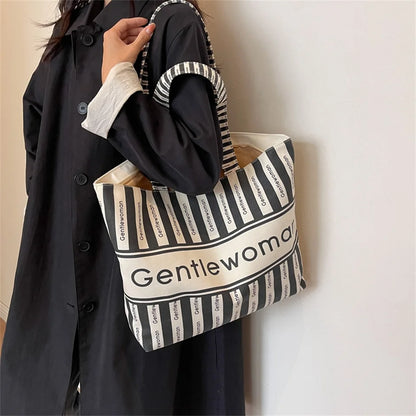 2023 New Canvas High-capacity Top-handle Bag For Women Travel Trend  Female Shoulder Bag Fashion Ladies Handbag