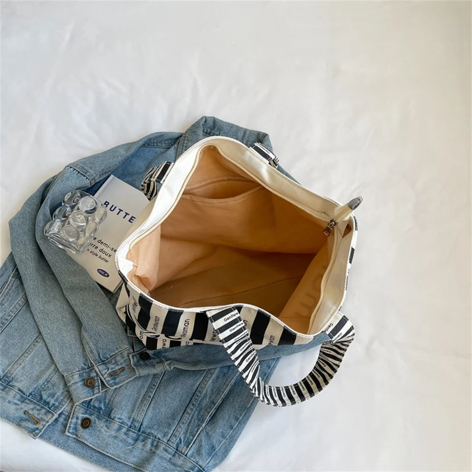 2023 New Canvas High-capacity Top-handle Bag For Women Travel Trend  Female Shoulder Bag Fashion Ladies Handbag