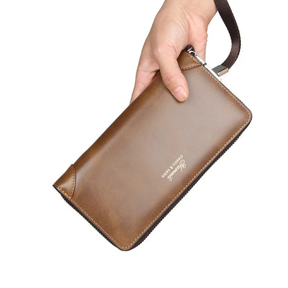 2023 New Fashion Men Clutch Bag PU Large Capacity Cell Phone Pocket Passport Pack Multifunction Wallet For Boys Clip Wrist Bag