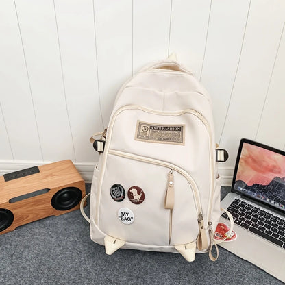2023 New Fashion Nylon Women's Backpack Multi-Pocket Cute Student Book Bag Female Travel Kawaii School Bag For Teenage Girl Boys