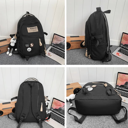 2023 New Fashion Nylon Women's Backpack Multi-Pocket Cute Student Book Bag Female Travel Kawaii School Bag For Teenage Girl Boys