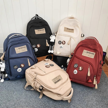 2023 New Fashion Nylon Women's Backpack Multi-Pocket Cute Student Book Bag Female Travel Kawaii School Bag For Teenage Girl Boys