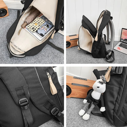2023 New Fashion Nylon Women's Backpack Multi-Pocket Cute Student Book Bag Female Travel Kawaii School Bag For Teenage Girl Boys