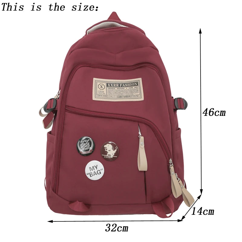 2023 New Fashion Nylon Women's Backpack Multi-Pocket Cute Student Book Bag Female Travel Kawaii School Bag For Teenage Girl Boys
