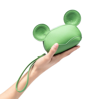 2023 New Genuine Leather Cute Coins Purse for Girls Women Cartoon Big Ears Mouse Storage Bag Small Coins Wallet Lady Sweet Purse