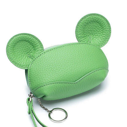 2023 New Genuine Leather Cute Coins Purse for Girls Women Cartoon Big Ears Mouse Storage Bag Small Coins Wallet Lady Sweet Purse