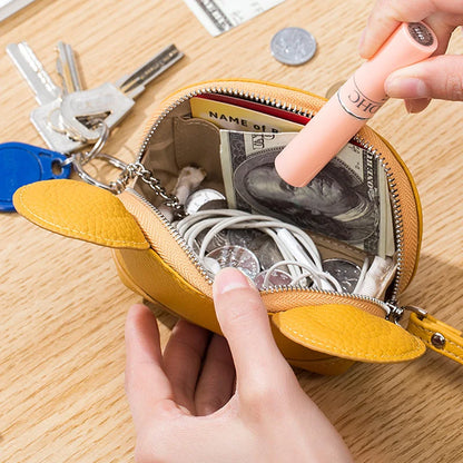 2023 New Genuine Leather Cute Coins Purse for Girls Women Cartoon Big Ears Mouse Storage Bag Small Coins Wallet Lady Sweet Purse