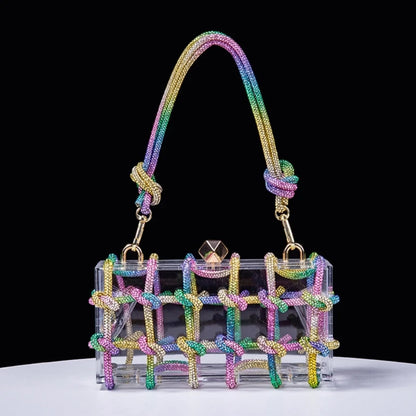 2023 New Lady Purse Clear Rhinestone Evening Bag Acrylic Clutch Wedding Elegant Party Underarm Bag Handbag for Women ShoulderBag