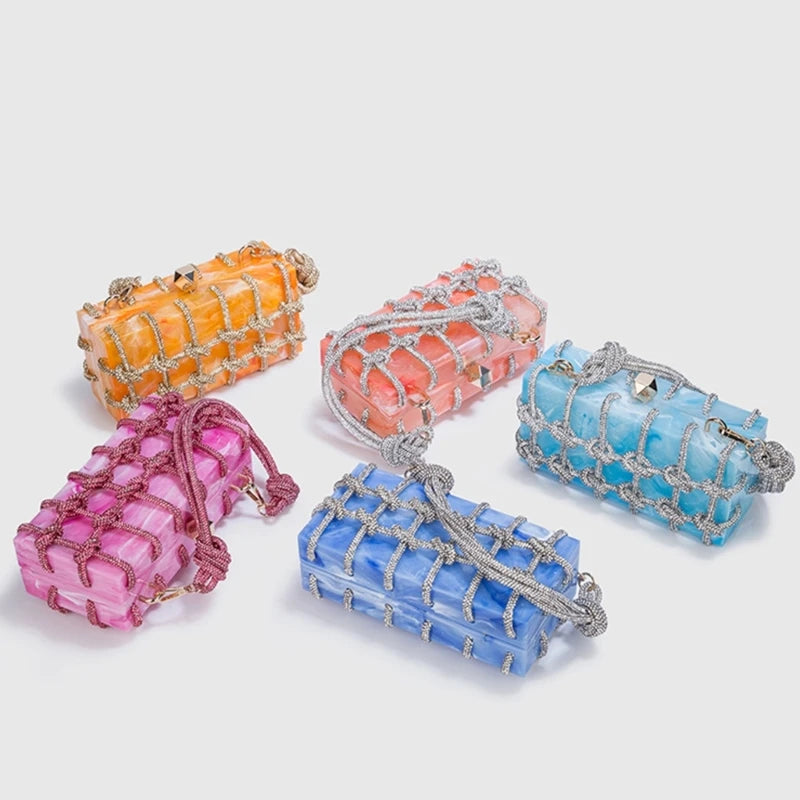 2023 New Lady Purse Clear Rhinestone Evening Bag Acrylic Clutch Wedding Elegant Party Underarm Bag Handbag for Women ShoulderBag