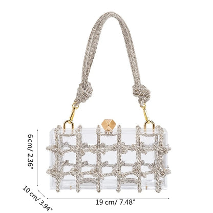 2023 New Lady Purse Clear Rhinestone Evening Bag Acrylic Clutch Wedding Elegant Party Underarm Bag Handbag for Women ShoulderBag