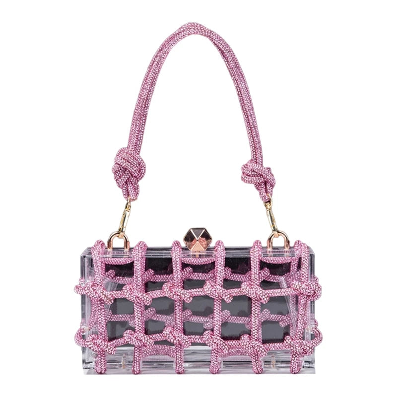 2023 New Lady Purse Clear Rhinestone Evening Bag Acrylic Clutch Wedding Elegant Party Underarm Bag Handbag for Women ShoulderBag