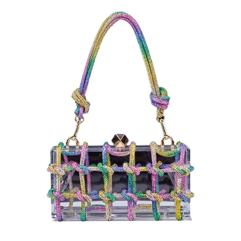 2023 New Lady Purse Clear Rhinestone Evening Bag Acrylic Clutch Wedding Elegant Party Underarm Bag Handbag for Women ShoulderBag