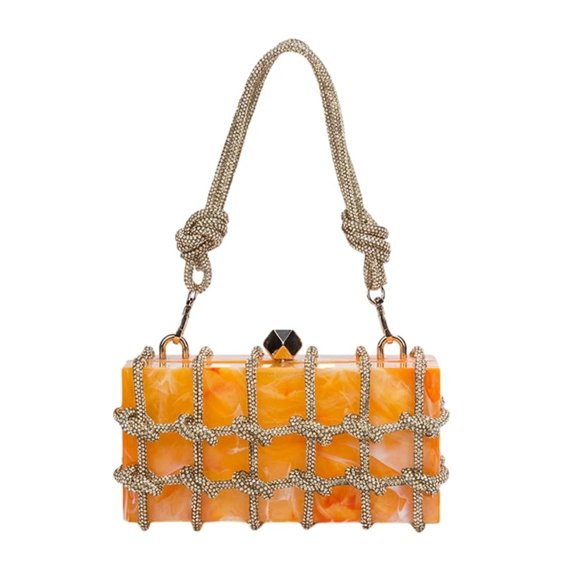 2023 New Lady Purse Clear Rhinestone Evening Bag Acrylic Clutch Wedding Elegant Party Underarm Bag Handbag for Women ShoulderBag