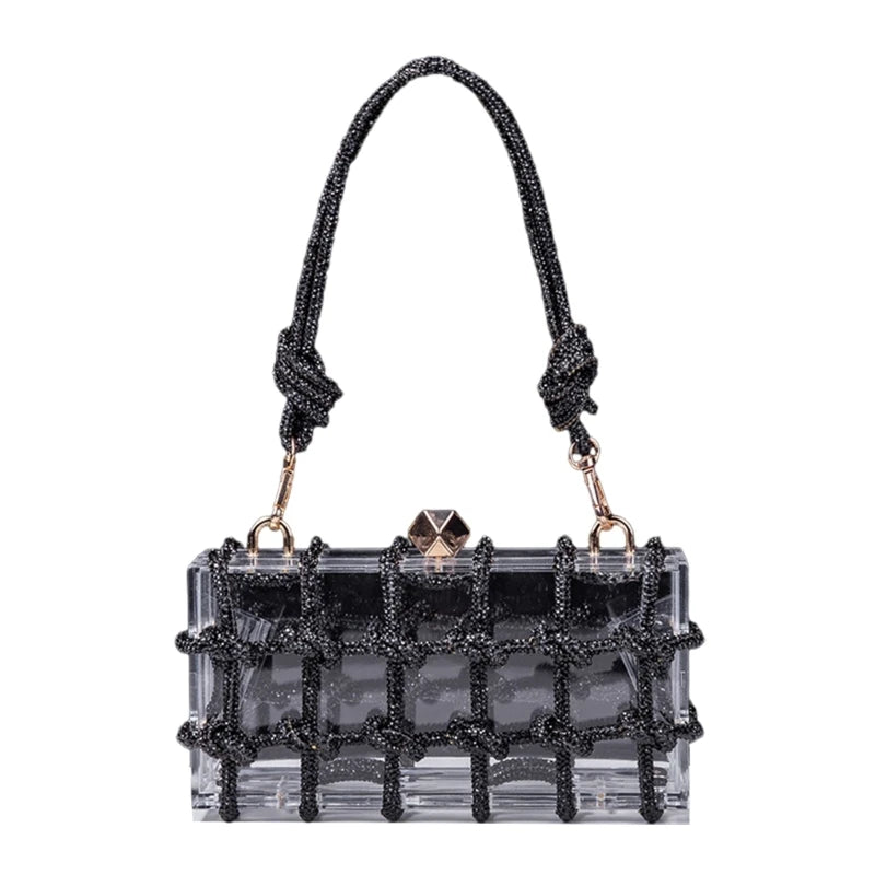 2023 New Lady Purse Clear Rhinestone Evening Bag Acrylic Clutch Wedding Elegant Party Underarm Bag Handbag for Women ShoulderBag