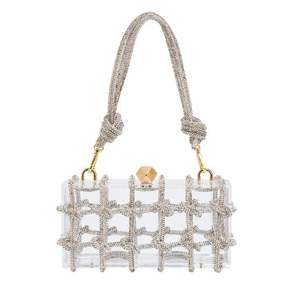 2023 New Lady Purse Clear Rhinestone Evening Bag Acrylic Clutch Wedding Elegant Party Underarm Bag Handbag for Women ShoulderBag
