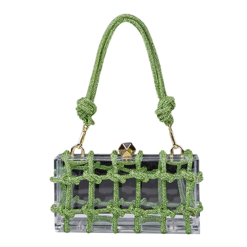 2023 New Lady Purse Clear Rhinestone Evening Bag Acrylic Clutch Wedding Elegant Party Underarm Bag Handbag for Women ShoulderBag