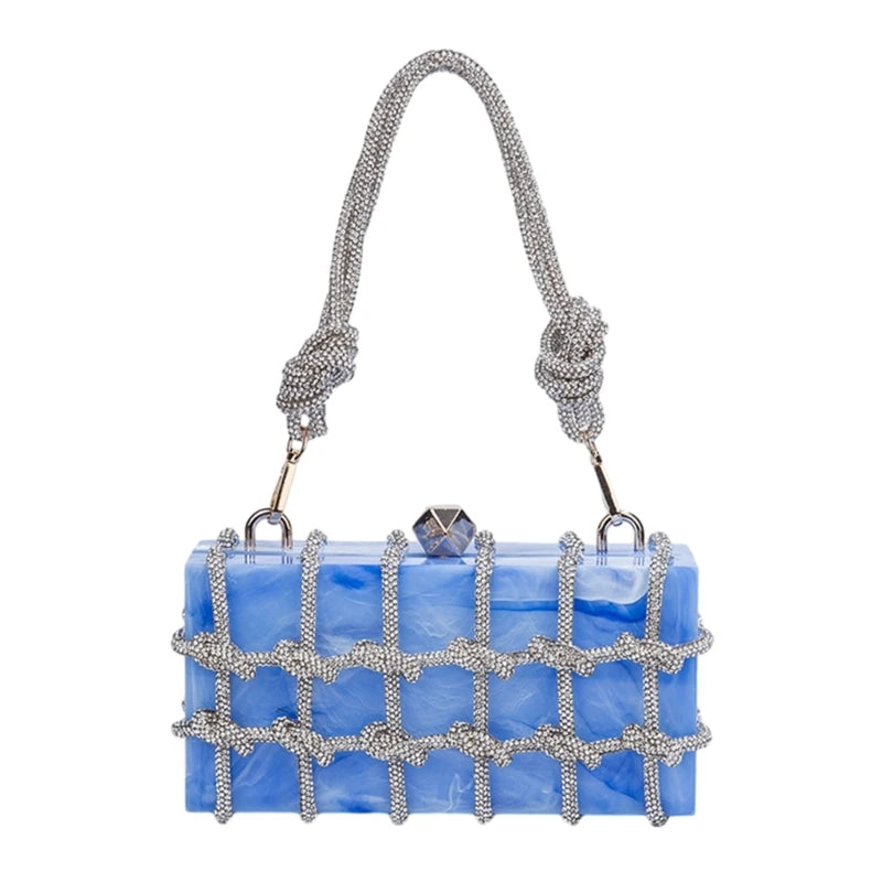 2023 New Lady Purse Clear Rhinestone Evening Bag Acrylic Clutch Wedding Elegant Party Underarm Bag Handbag for Women ShoulderBag