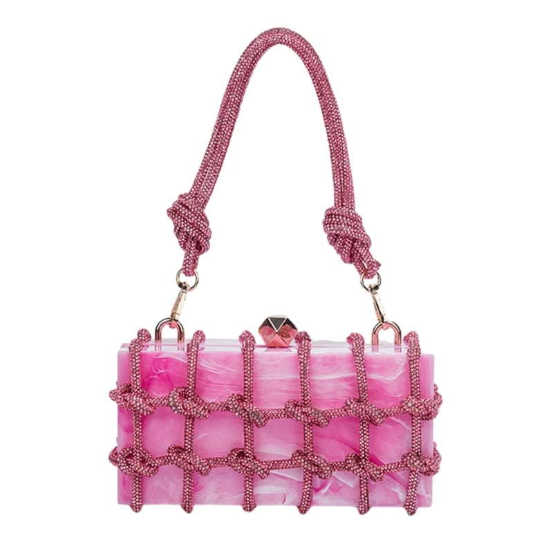 2023 New Lady Purse Clear Rhinestone Evening Bag Acrylic Clutch Wedding Elegant Party Underarm Bag Handbag for Women ShoulderBag
