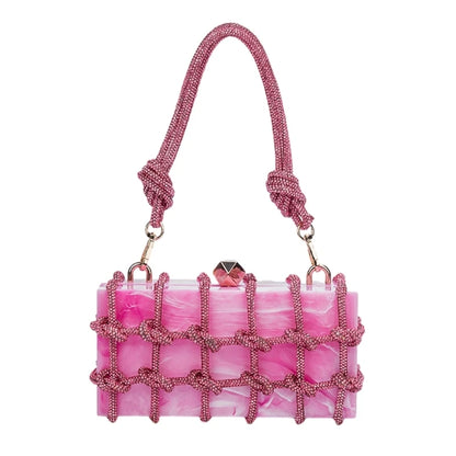 2023 New Lady Purse Clear Rhinestone Evening Bag Acrylic Clutch Wedding Elegant Party Underarm Bag Handbag for Women ShoulderBag